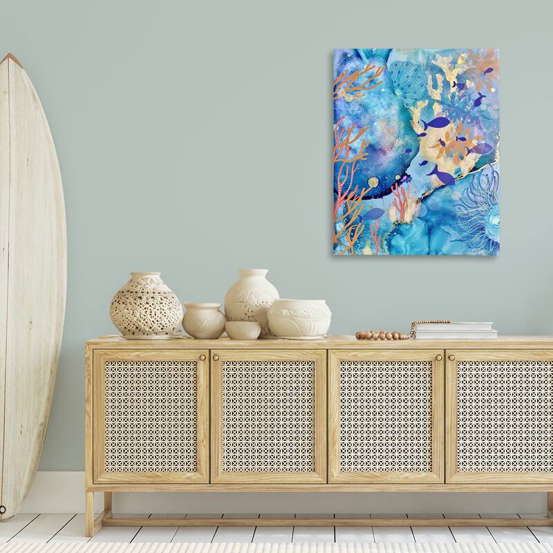 Stupell Coral & Sea Life Collage Canvas Wall Art Design By Amy Tieman