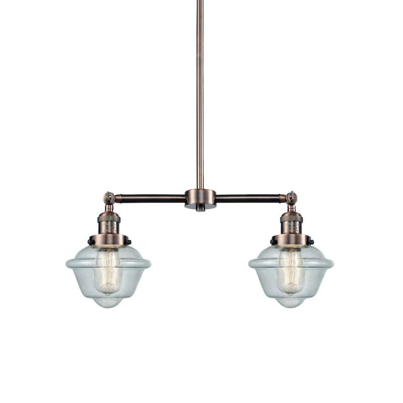 Innovations Lighting Small Oxford 2 Light 24" Wide Linear Chandelier - Antique Copper / Seedy