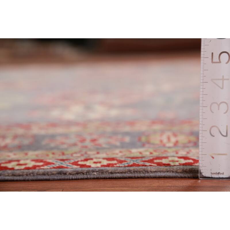 Hand Knotted Oriental 100% Wool Carpet Traditional Geometric Greys & Charcoal Kazak Area Rug - 9' 9'' X 8' 2''
