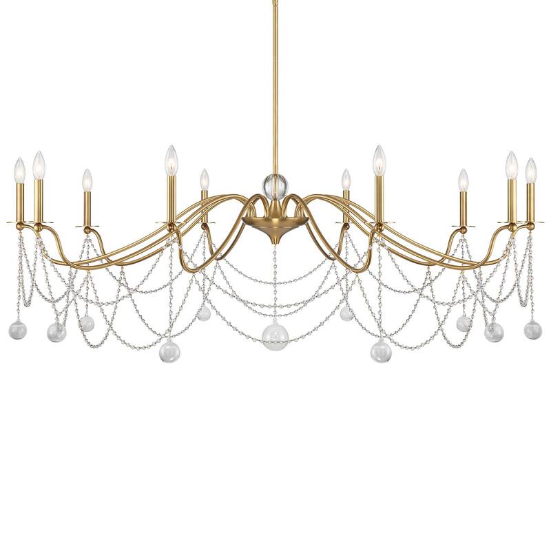 Savoy House 1-7504-10 Mariposa 10 Light 60" Wide Crystal Candle Style - Warm Brass