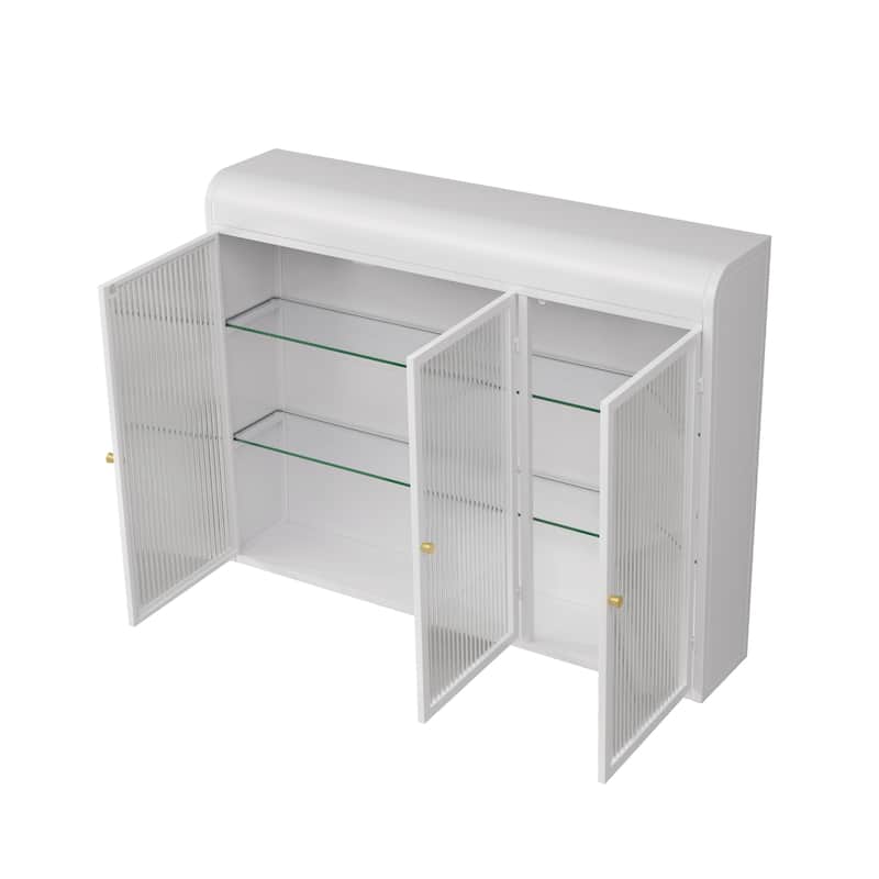 Modern Minimalist 3 Door Arched Wall Mounted Glass Cabinet