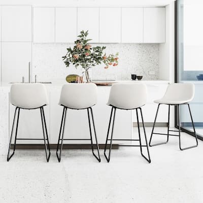 Modern Faux Leather Metal Frame Counter Height Bar Stools (Set of 4)