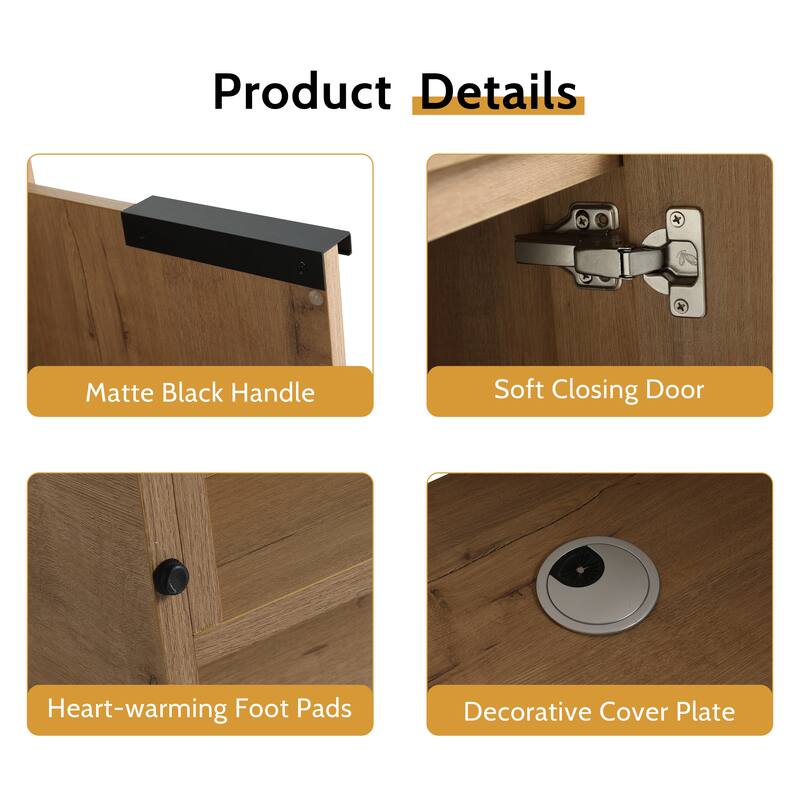 24/30/36 Inch Freestanding Bathroom Vanity Cabinet with Soft Close Door and Adjustable Shelf (Without Sink)