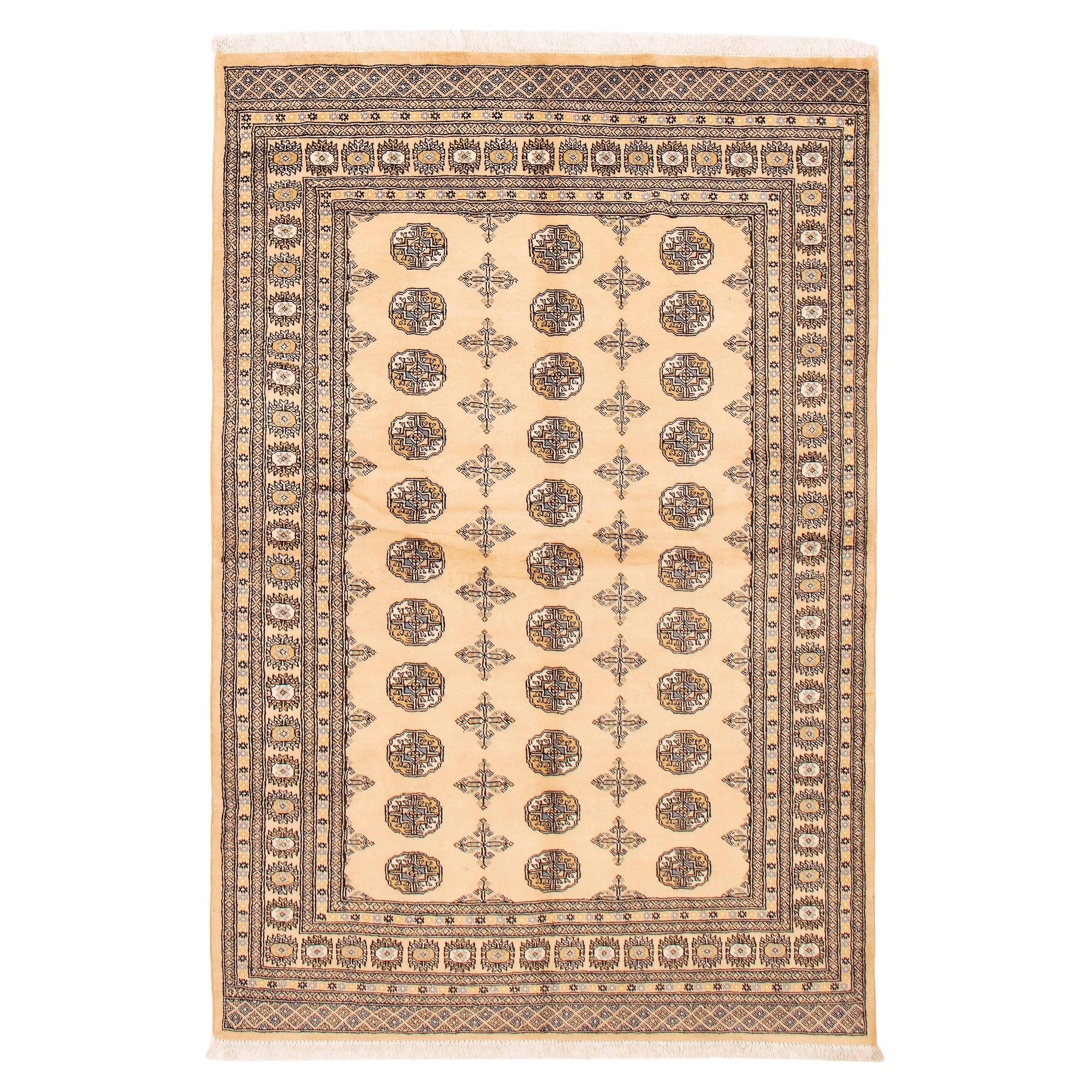 ECARPETGALLERY Hand-knotted Peshawar Bokhara Ivory Wool Rug - 5'9 x 8'3