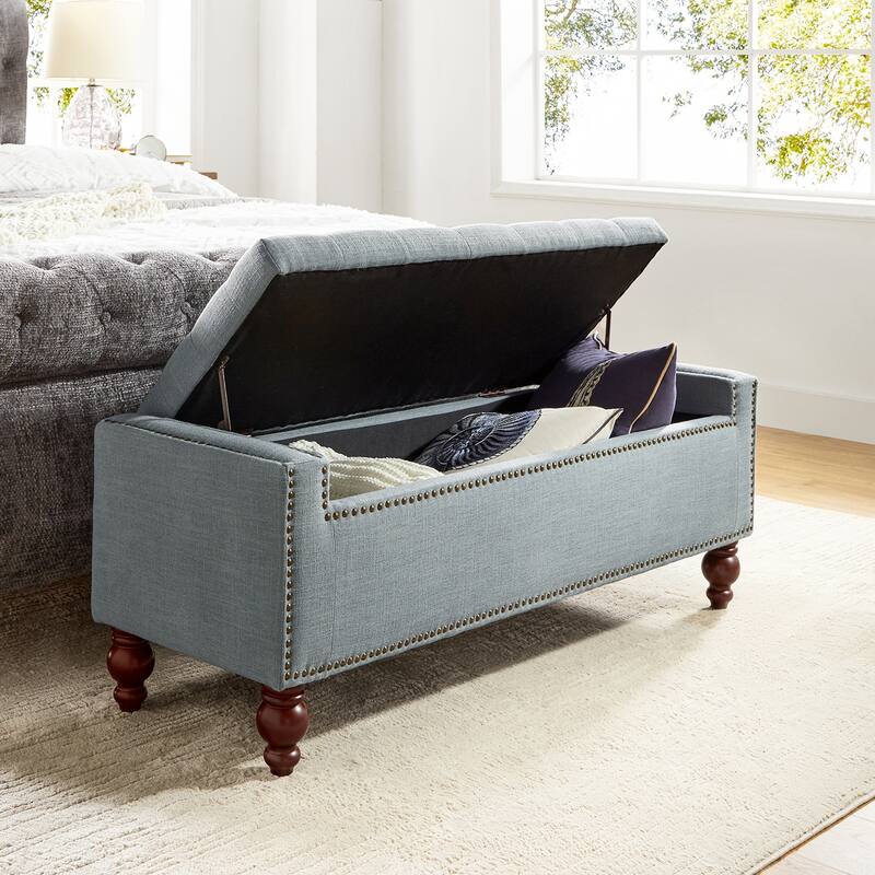 Felix Classic Button-Tufted Storage Bench With Nailhead Trims By HULALA HOME