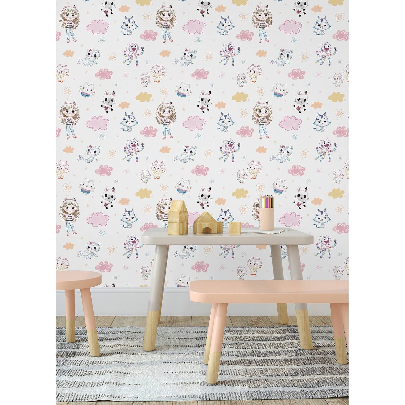 Gabby's Dollhouse Sketch Characters Peel and Stick Wallpaper by