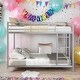 preview thumbnail 2 of 8, Full over Full Modern Design Metal Bunk Bed, Low Bunk Bed with Ladder, Easy Assembly, Metal Frame Construction, Silver