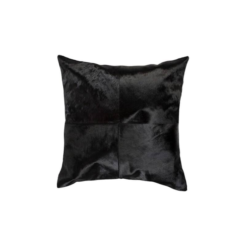 Set of Two 18" Black Cowhide Throw Pillows