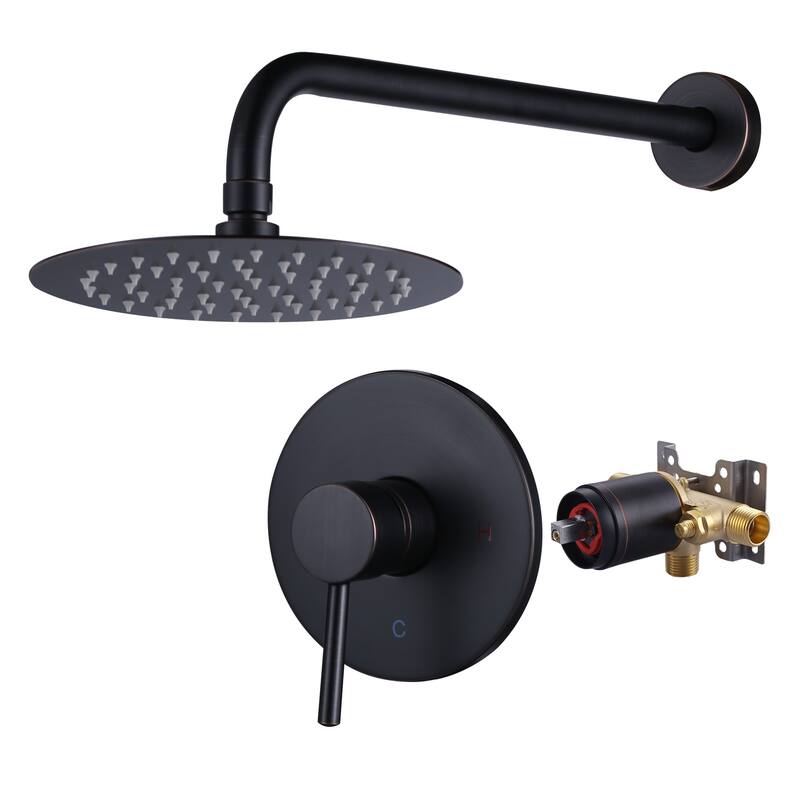 WOWOW Single Handle 5-Spray Patterns Shower Faucet with Valve - Oil Rubbed Bronze