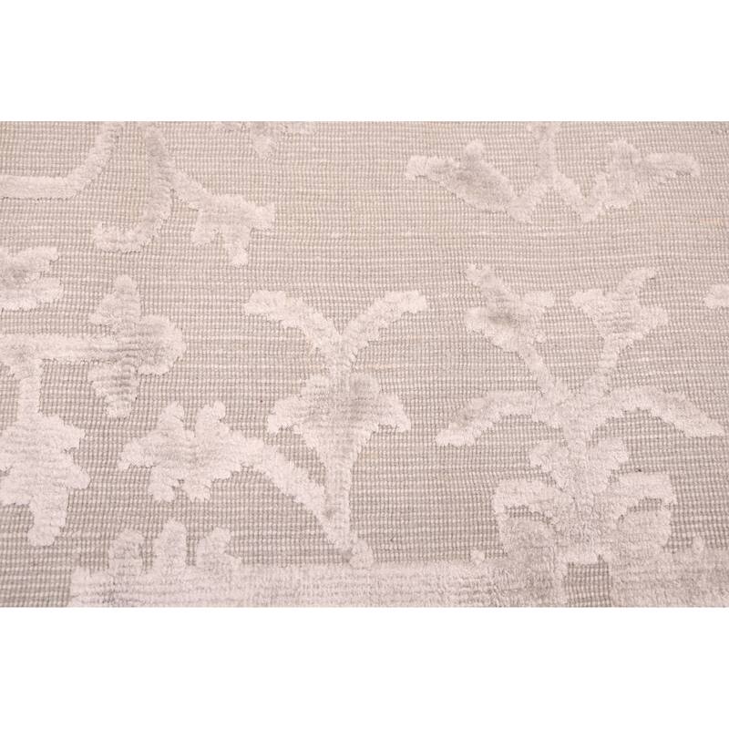 ECARPETGALLERY Hand Loomed Elysian Light Grey Viscose, Wool Rug - 9'11 x 13'5