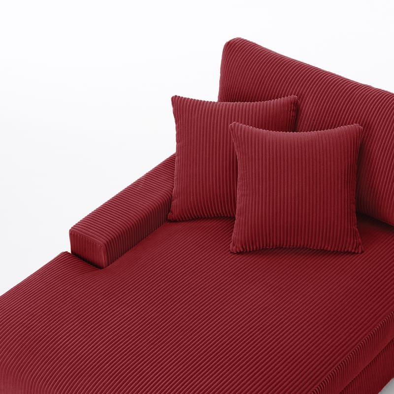 Corduroy Chaise Lounge Chair Upholstered Indoor Lounger Sofa