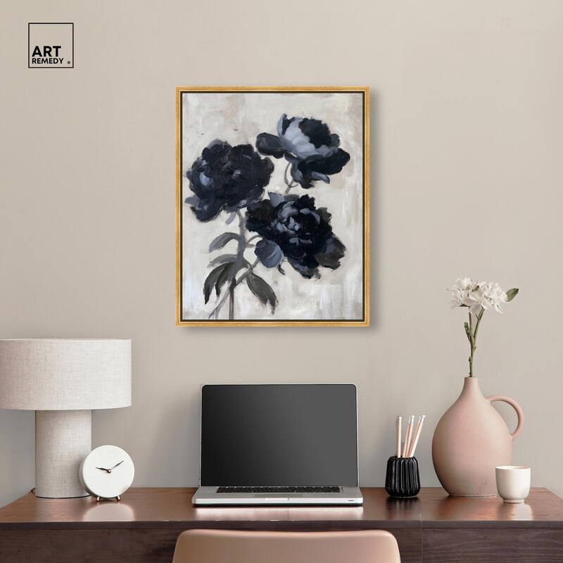 Peonies in Shadow Canvas by Art Remedy