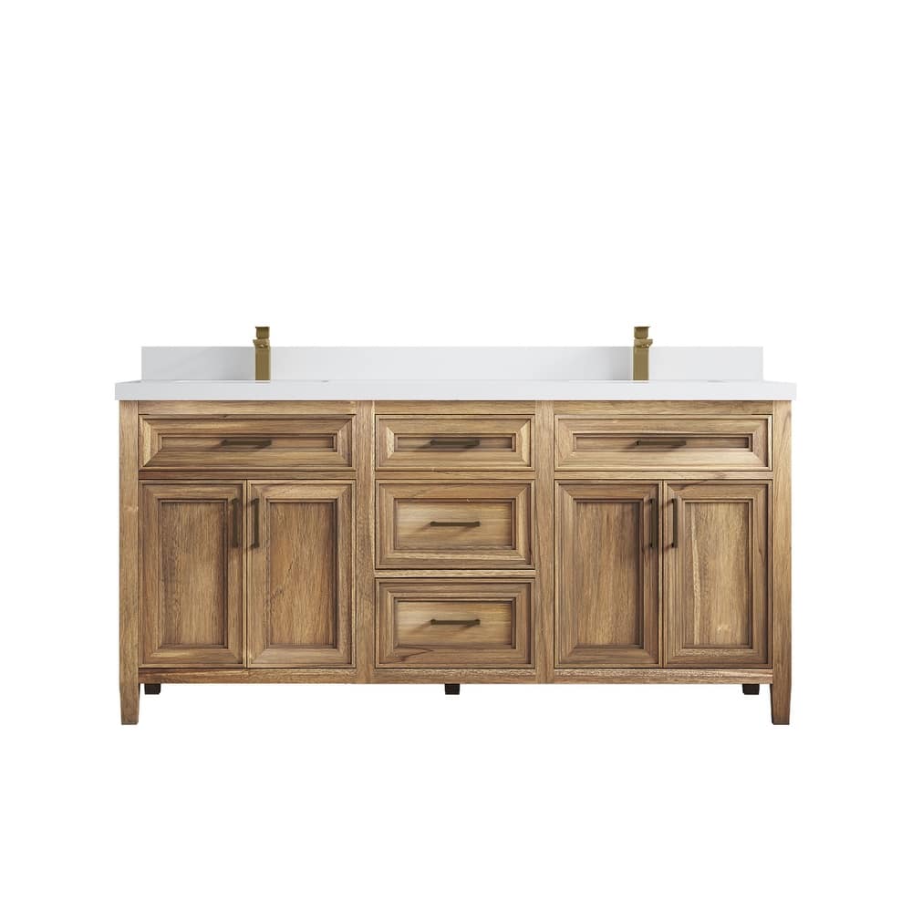 Willow Collections 72 in. W x 22 in. D Santa Monica Teak Double Sink Bathroom Vanity with Countertop