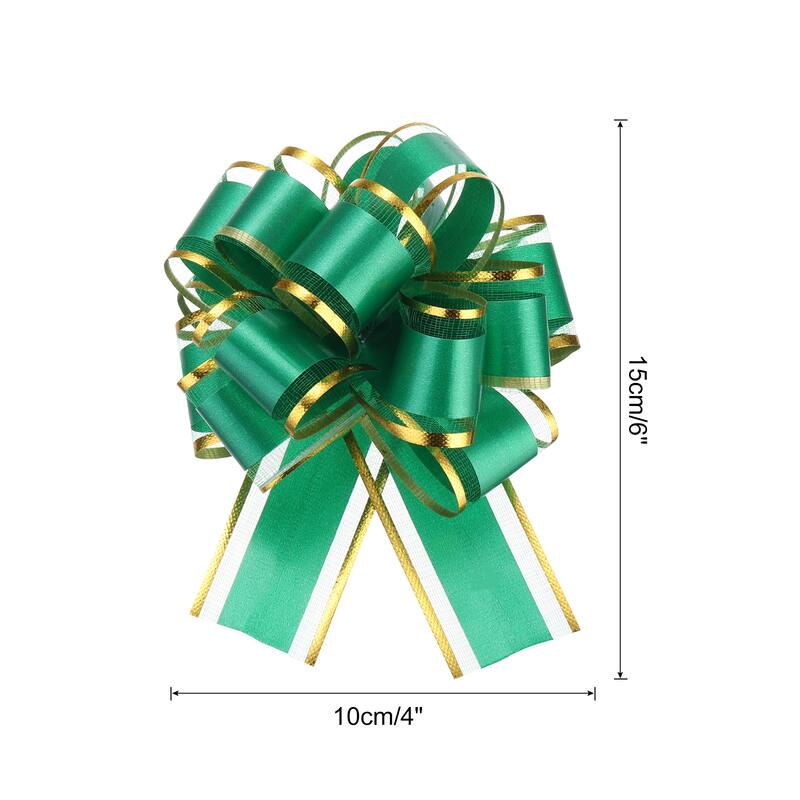 5pcs Large Big Pull Bow Gift Wrapping Bows Ribbon for Christmas - Green - 4 Inch