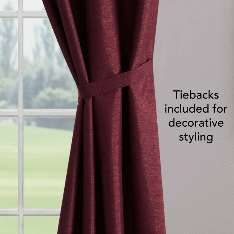 Creative Home Ideas Legrae Blackout Grommet Window Curtain Panel Pair with Tiebacks