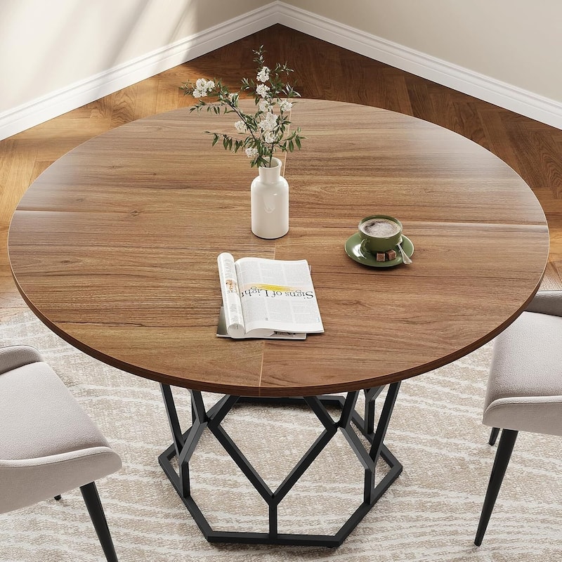 47 Inch Round Dining Table for Dining Room, Living Room - N/A