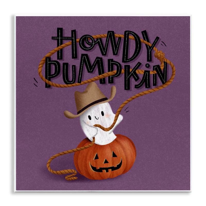 Stupell Howdy Pumpkin Western Ghost Wall Plaque Art Design By Sarah Hickman - 12 x 12