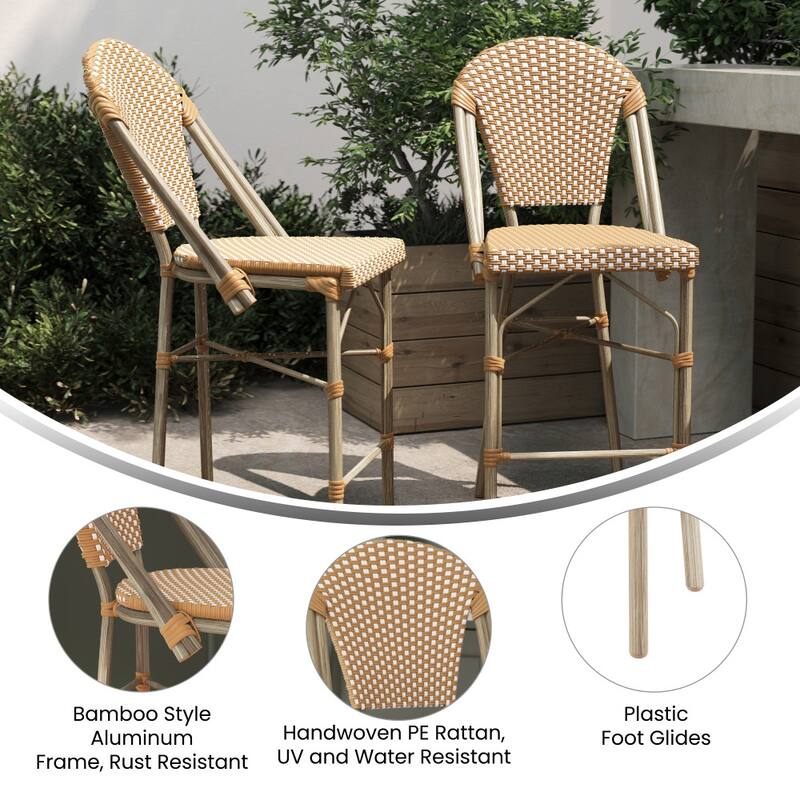 2PK Stacking Bistro Chair with Metal Frame & PE Seat