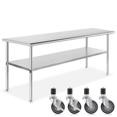 60 x 30 Inch NSF Stainless Steel Prep Table With 4 Casters by GRIDMANN - Silver - 60 in Long x 30 in Deep
