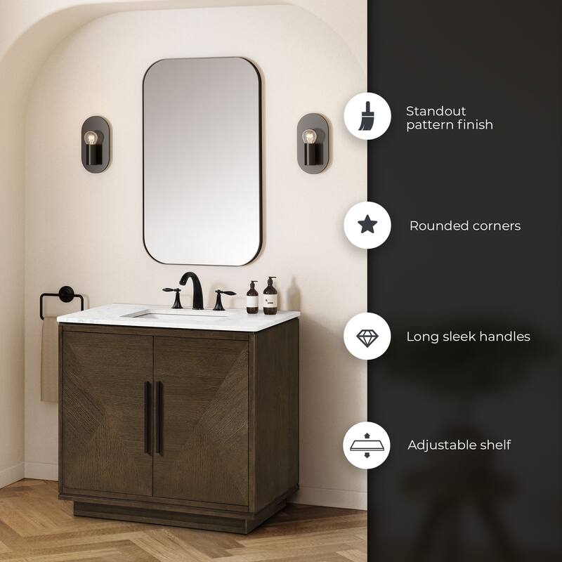 OVE Hale Aged Oak Bathroom Vanity with Engineered Marble Top