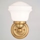 preview thumbnail 12 of 11, Huntley Natural Brass Gold Bathroom Vanity Lighting Fixture, White Schoolhouse Milk Glass Globe Shade, Dimmable, LED Compatible
