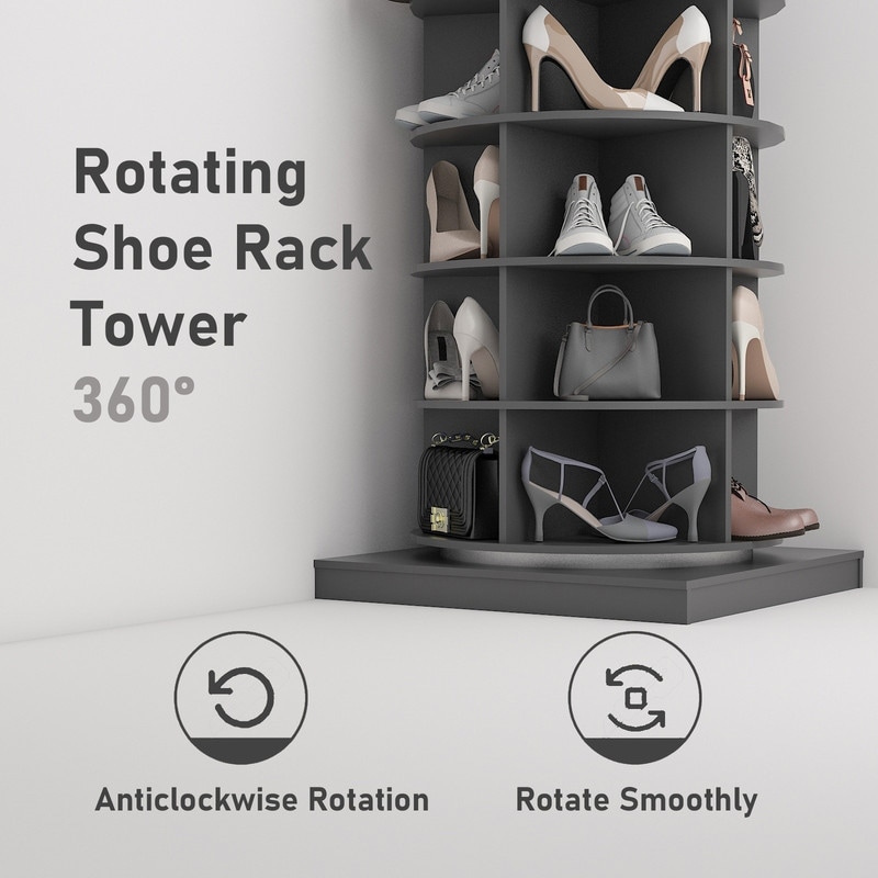 5-Tier Revolving Shoe Rack, 360° Rotating Shoe Storage Organizer