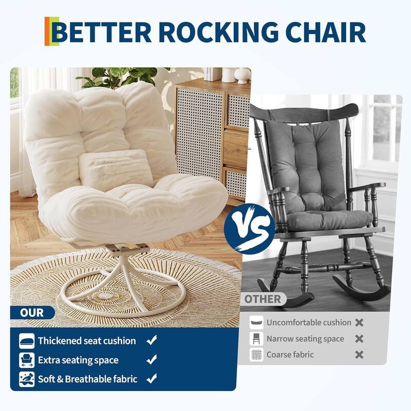 Oversize 360° Swivel Rocking Papasan Sofa Chair for Indoor Outdoor