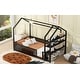 preview thumbnail 4 of 10, Twin Size Metal House Bed with Fence and Detachable Storage Shelves, Black