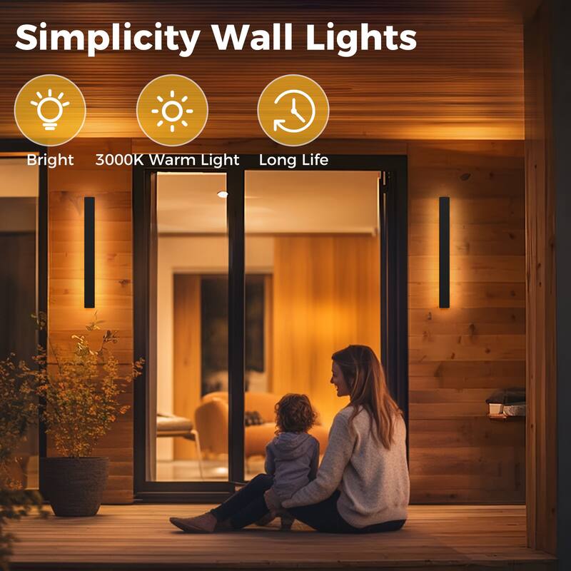 YANSUN Outdoor Long Strip Wall Lamp 19W LED Integrated, IP65 Waterproof - 23.6 inchs