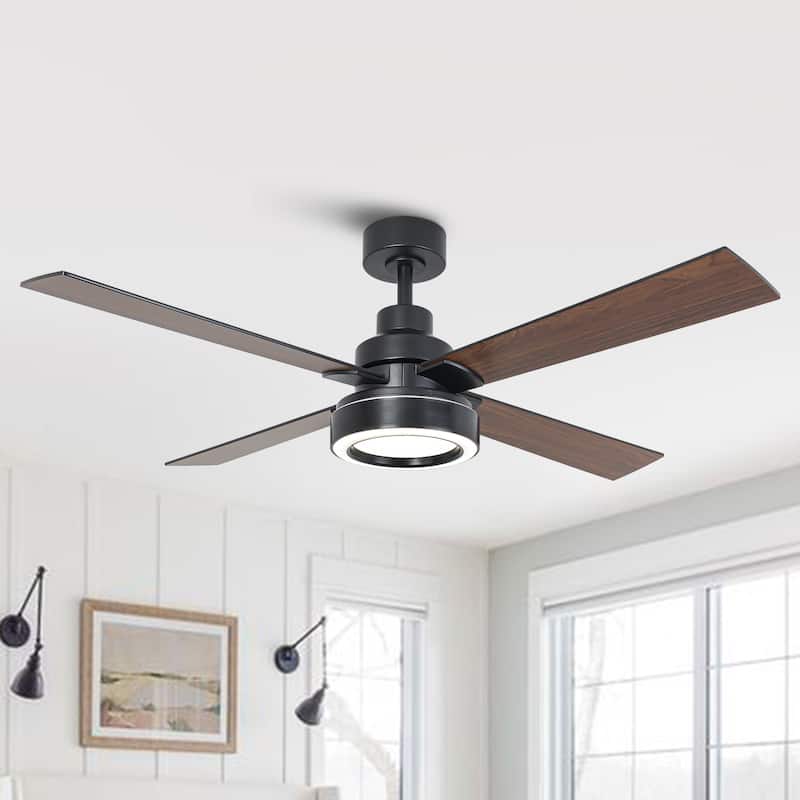 Vaczon 52" Nickel/ Black Modern 3CCT Indoor Ceiling Fan with Light and Remote
