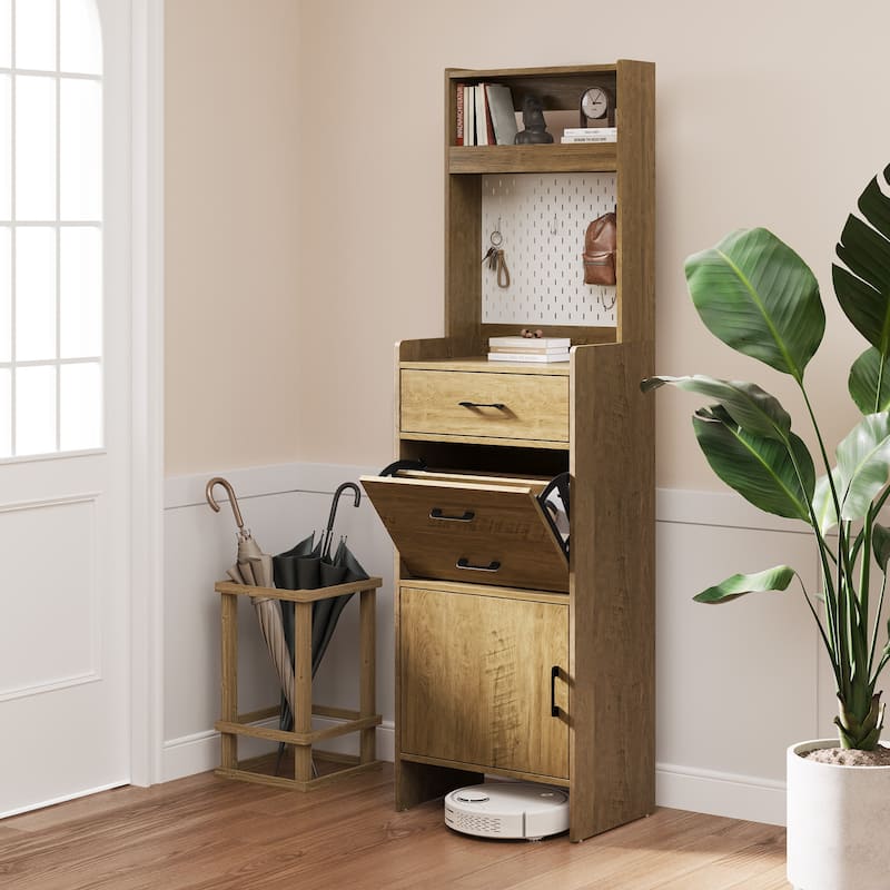 Shoe Storage Cabinet 19.7" Wide with Pegboard