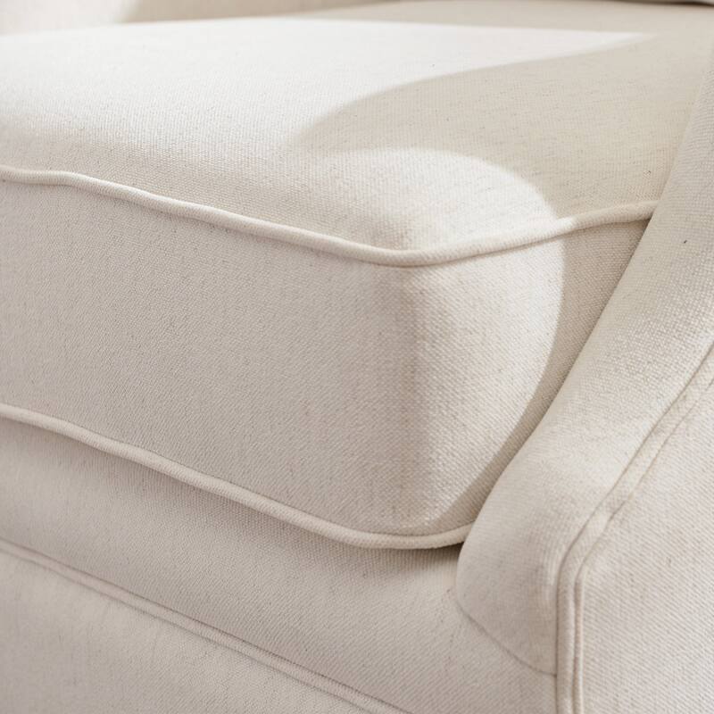 KINWELL 31" Wide Linen Fabric Upholstered Swivel Barrel Accent Chair