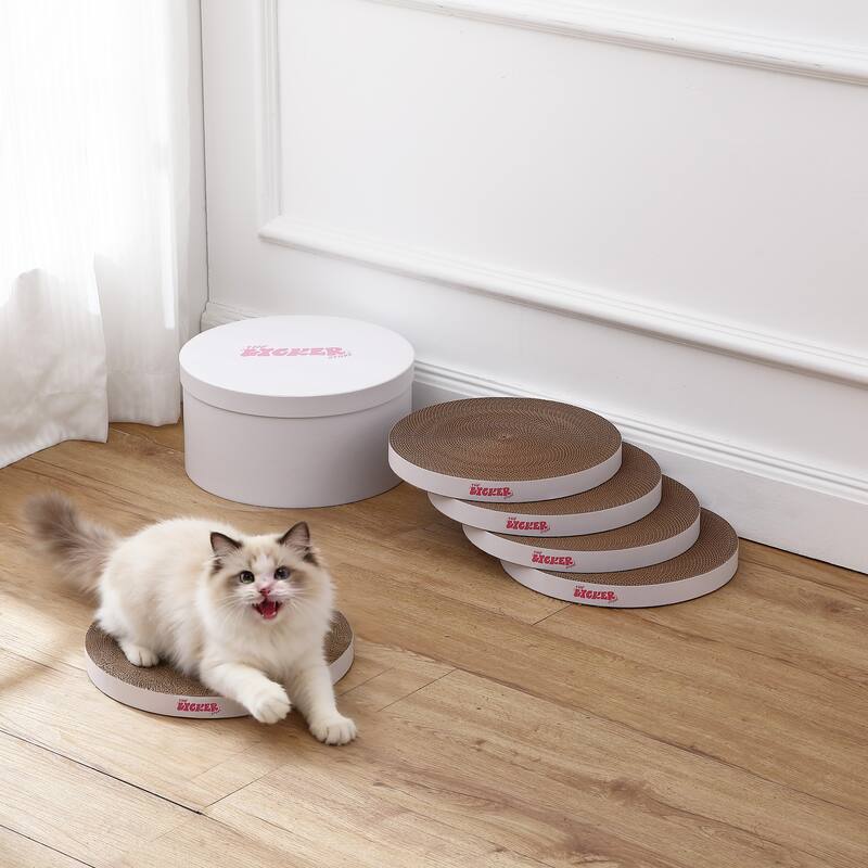 Kate 12" Cardboard Reversible Cat Scratcher Pad in Box with Catnip, (5-Pack)