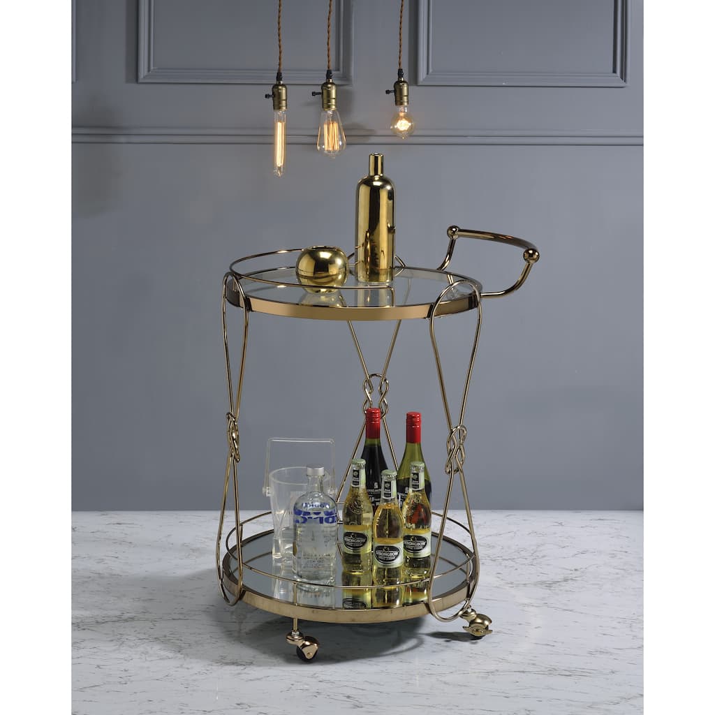 Zekera Champagne Finish Serving Cart(no include stool)