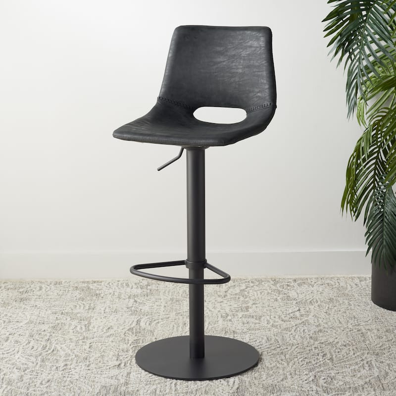 SAFAVIEH Myrtice Gas Lift Adjustable Bar Stool - 19 In. W x 17 In. D x 34-44 In. H - 19Wx17Dx44H
