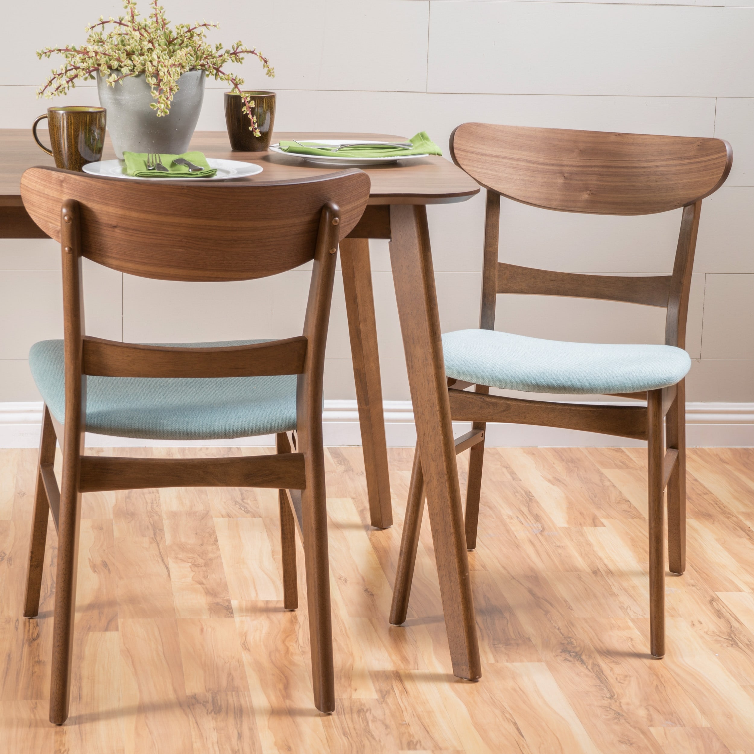 Wiers Mid-Century Modern Upholstered Rubberwood Dining Chair (Set of 2) by GDFStudio