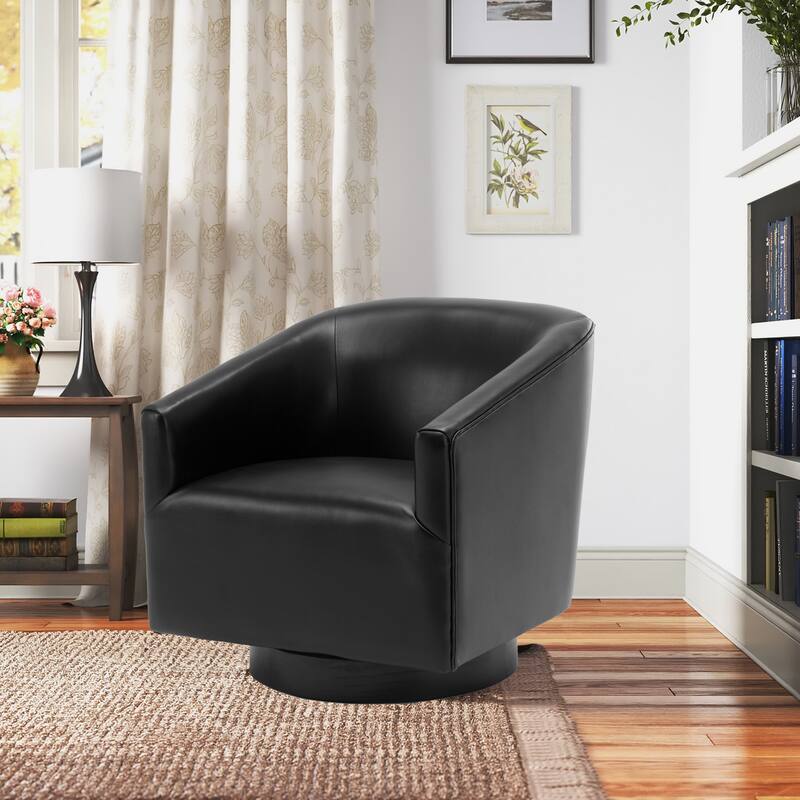 Garland Wood Base Swivel Chair For Living Room - Black