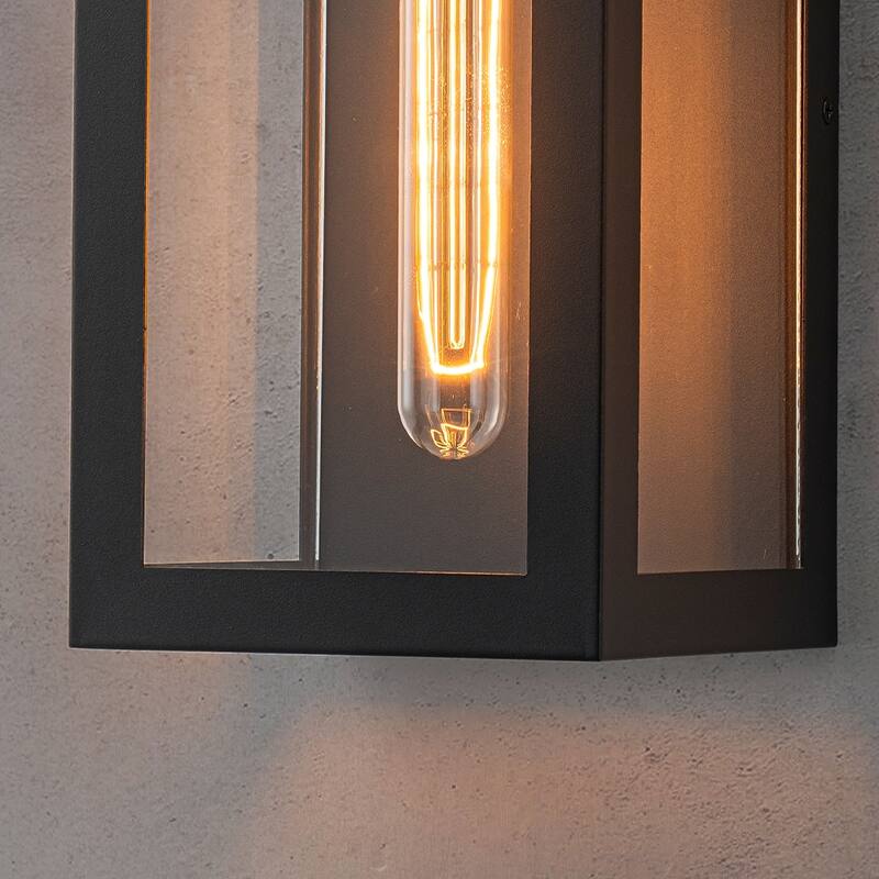 CraftHome Unique/Statement Dusk to Dawn Outdoor Wall Light with Clear Glass Farmhouse Black Exterior Wall Sconce