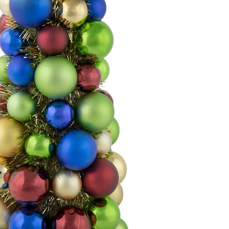 15.75" Multi-Color 3-Finish Shatterproof Ball Christmas Tree - Tinsel