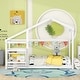 preview thumbnail 2 of 7, White Wood Floor Bed Twin Size House Bed Frame with Semi-enclosed Roof Frame and Storage Shelves - No Box Spring Needed