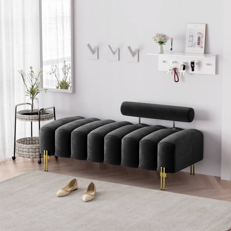 Ouyessir 52.2" Modern Channel Tufted Window Bench with Adjustable Back
