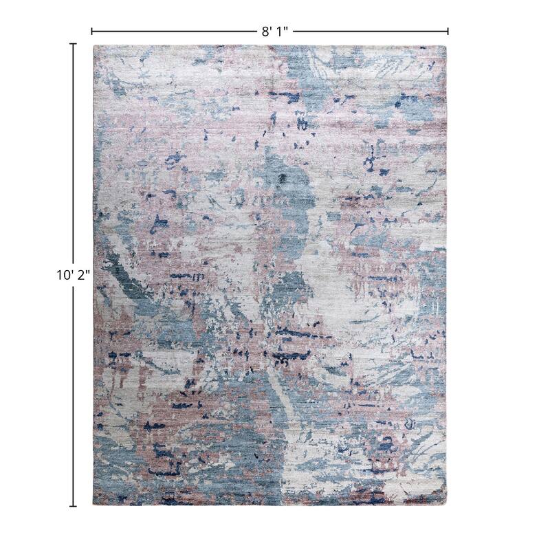 Ikat One-of-a-Kind Hand-Knotted Area Rug, Light Gray - 8' 1" x 10' 2"