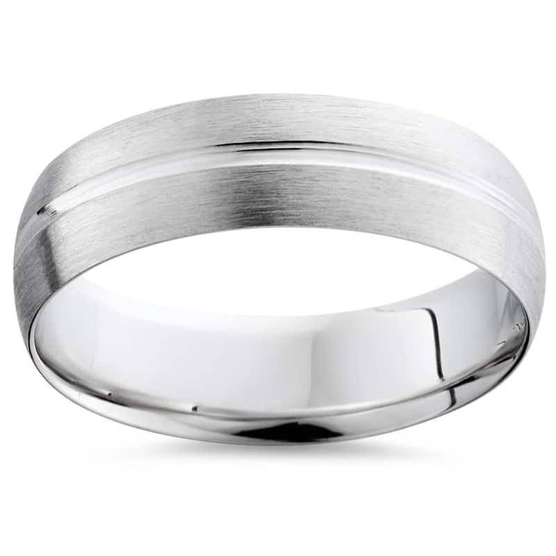 Bliss Diamond Channel Brushed Wedding Band 950 Platinum - 12