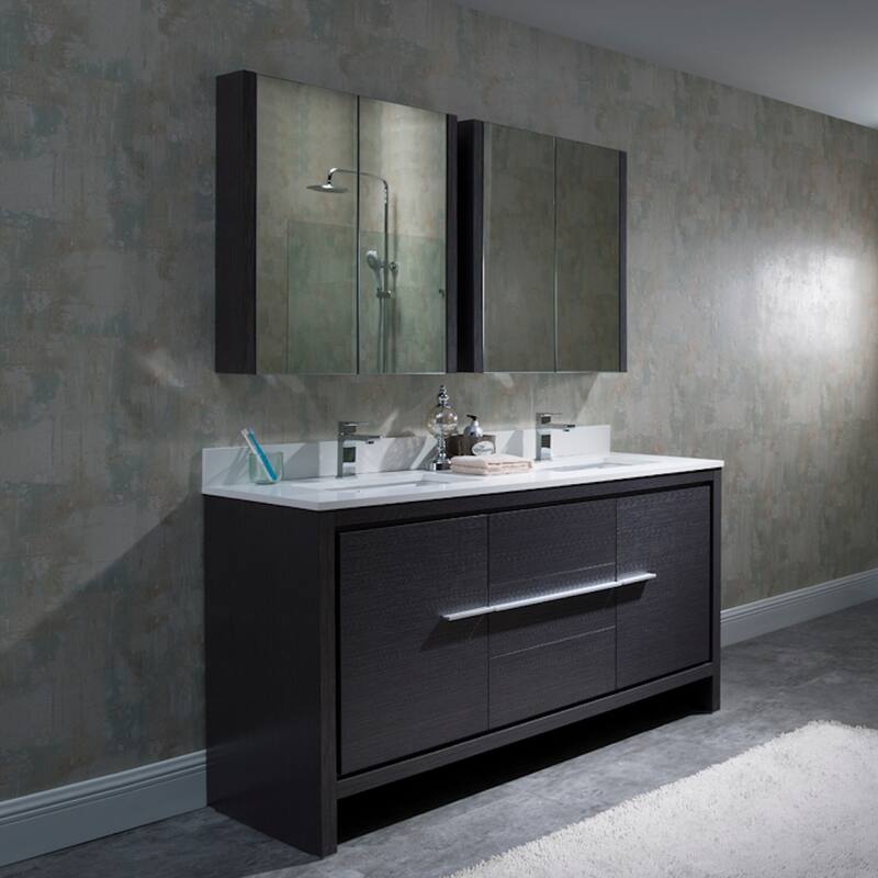 Solid Wood Bathroom Vanity with Mirror Medicine Cabinet