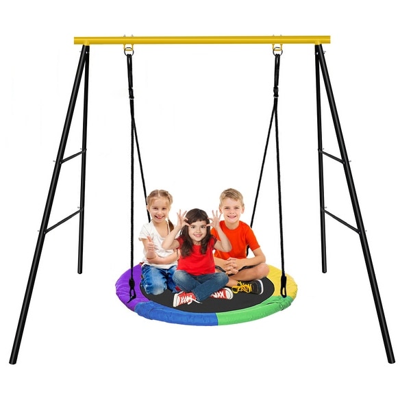 A-Frame Metal Swing Stand Frame With 40 Inch Saucer Tree Swing Set - Multi - Swing Stand + Saucer Swing. Opens flyout.