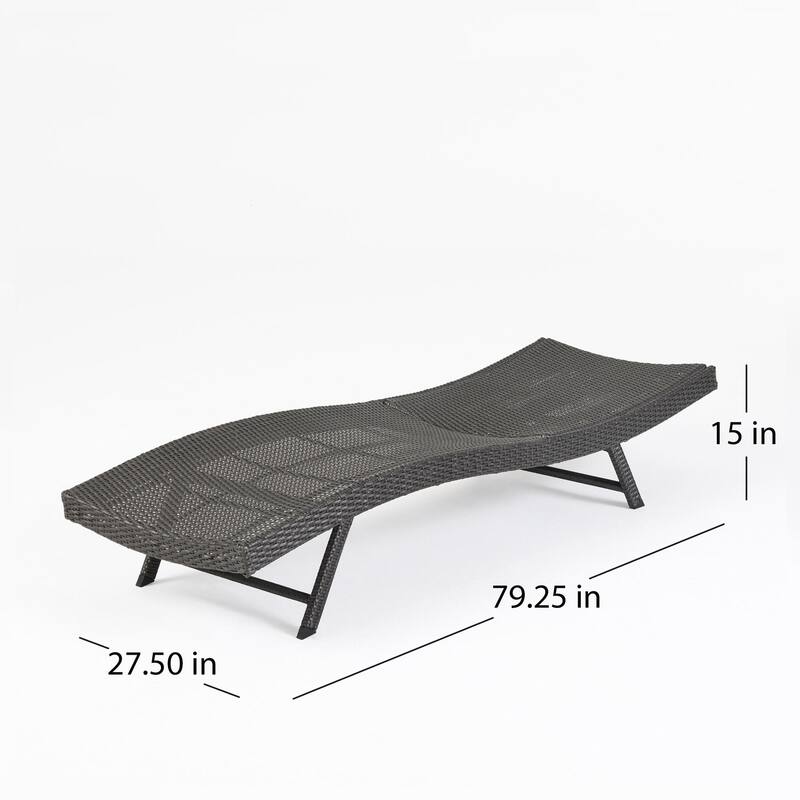 Rustic Outdoor Aluminum Frame Wicker Recliner - Gray-2PC