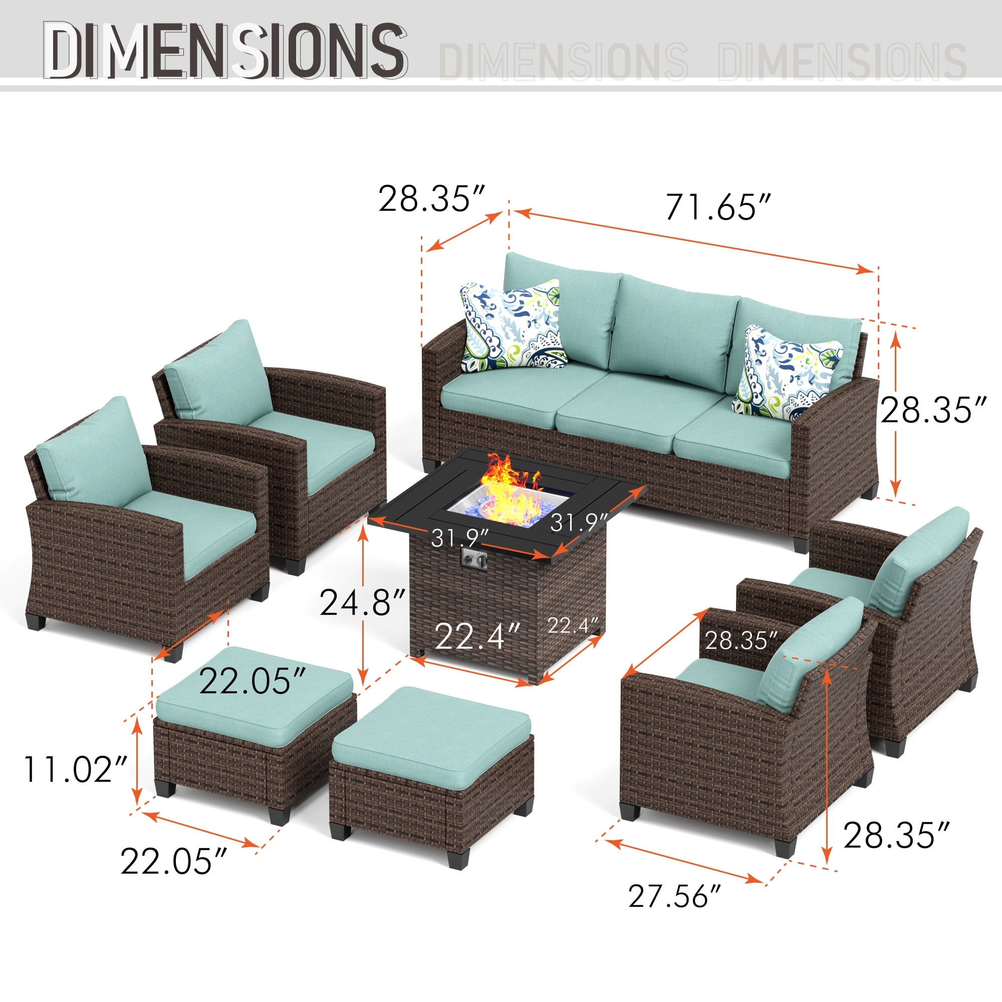 9 seater wicker rattan sofa set 2025