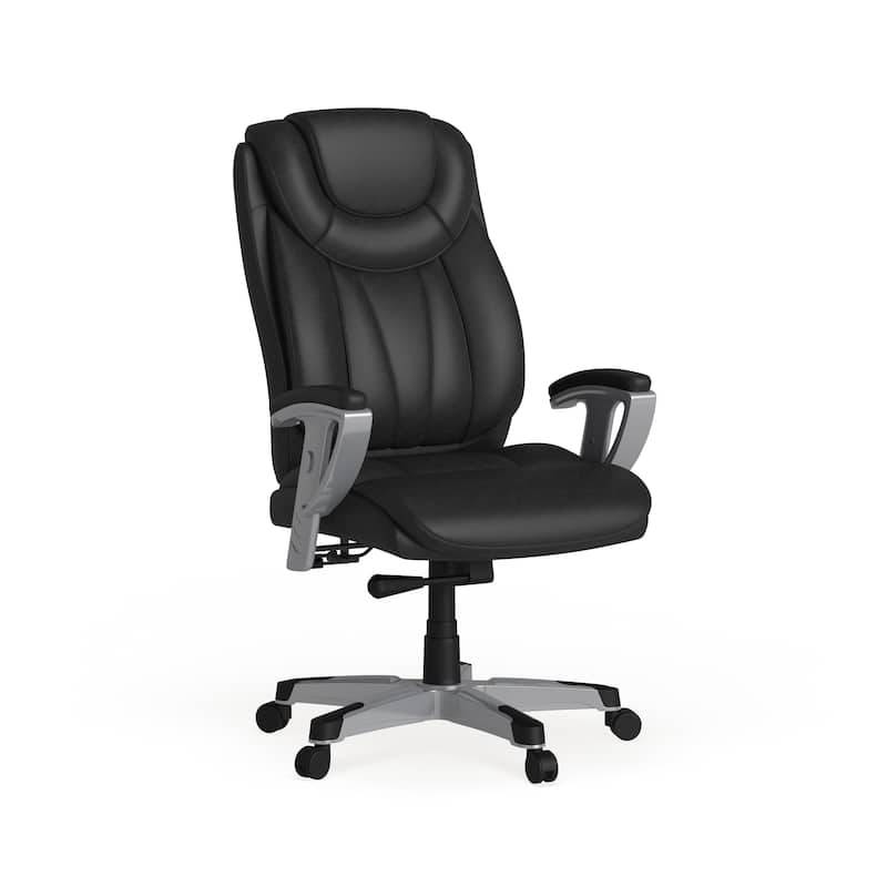 Big & Tall Executive Swivel Office Chair with Adjustable Arms - Black LeatherSoft
