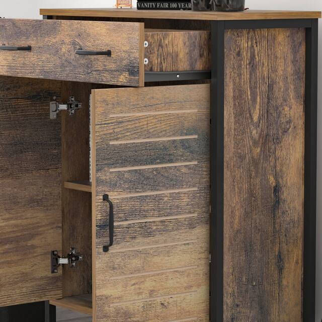 Industrial Freestanding Kitchen Storage Sideboard Cabinet Buffet With 1-Drawer