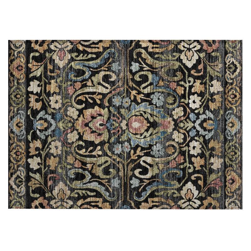 Machine Washable Indoor/Outdoor Floral Watercolor Chantille Rug